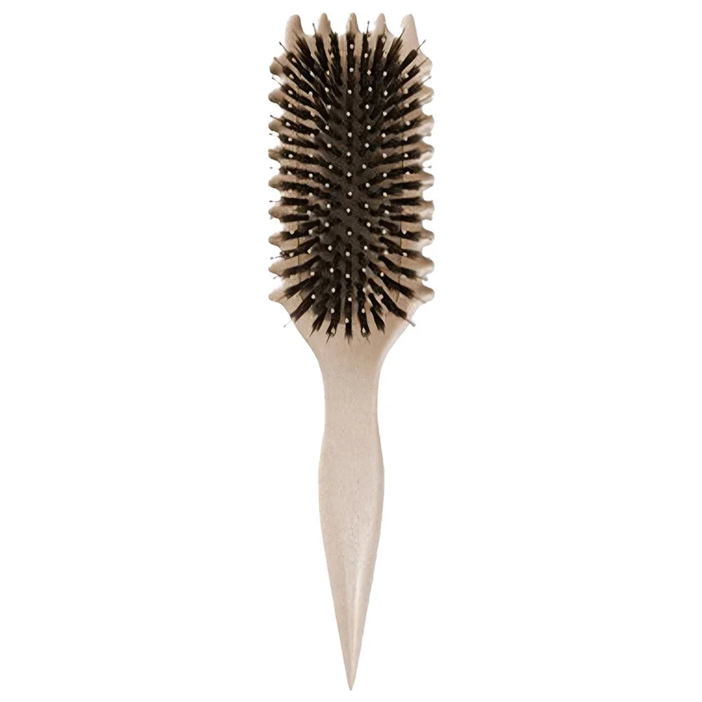 CurlPro bio-based styling brush for curly hair featuring unique side grooves and mixed bristles for curl definition.