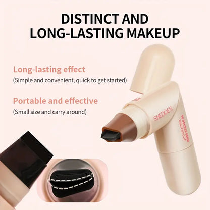 Double-ended waterproof winged eyeliner stamp with 90-degree bend design for easy, long-lasting winged makeup application.