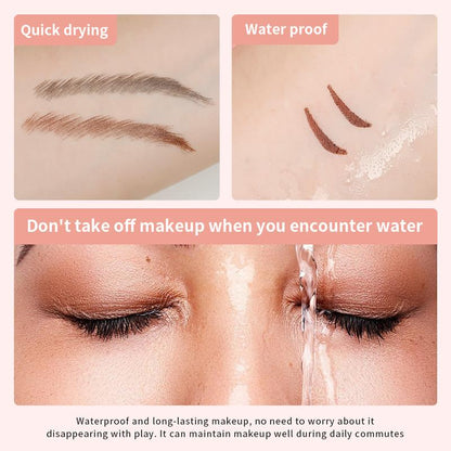 Waterproof winged eyeliner stamp swatch and demo showing quick-drying, smudge-proof results even when exposed to water.