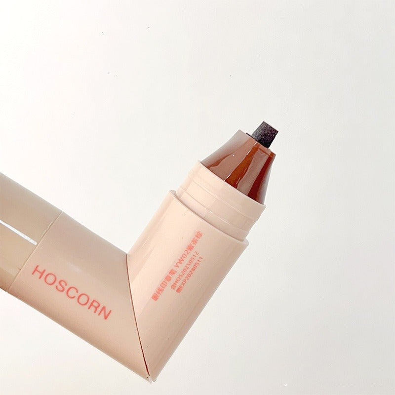 Honey Tea Brown winged eyeliner stamp by HOSCORN featuring a 90-degree bendable head for precise application.