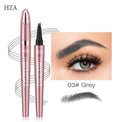 HZA Micro-Fork Eyebrow Pencil in shade 03 Grey featuring microblading-effect tip for natural hair-like strokes.
