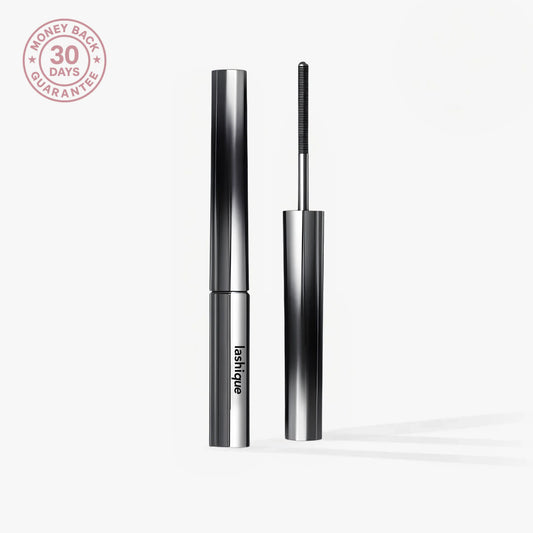 Lashique Metal Wand Mascara in Midnight Black with precision applicator and 30-day money back guarantee seal.