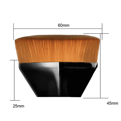 Hexagonal foundation makeup brush with 60mm width and 45mm height dimensions shown on a white background.