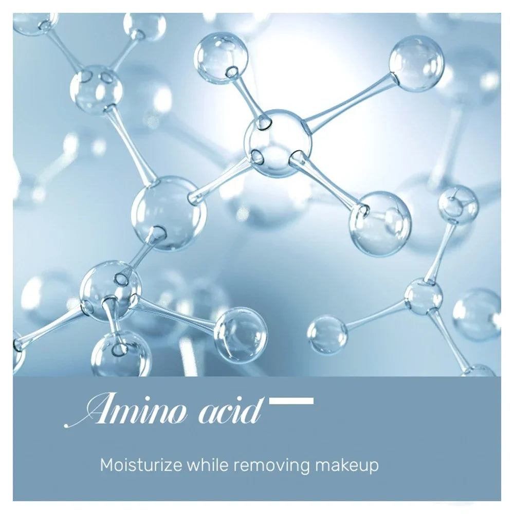 Molecular amino acid graphic for Bioaqua Micellar Water to moisturize skin while removing makeup.