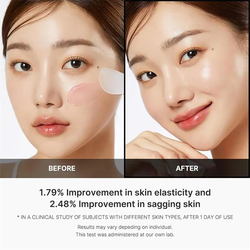 Before and after results showing collagen jelly cream's effect on skin elasticity, hydration, and pore minimization.