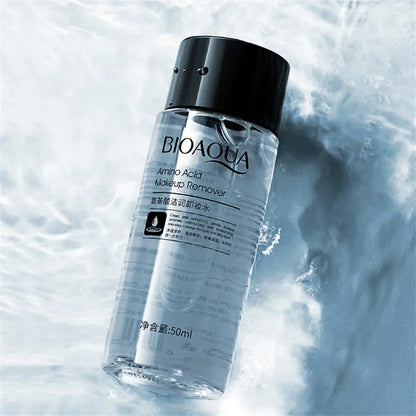 Bioaqua Amino Acid Micellar Water, 50ml travel-size makeup remover bottle in refreshing water splash.