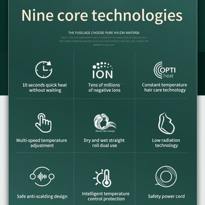 Infographic showing Revive Hair straightening comb features including negative ions and anti-scald design.